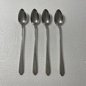 Vintage Silverware Set Of 4 Long Martinique Pattern Teaspoons Marked E.P.B.B.